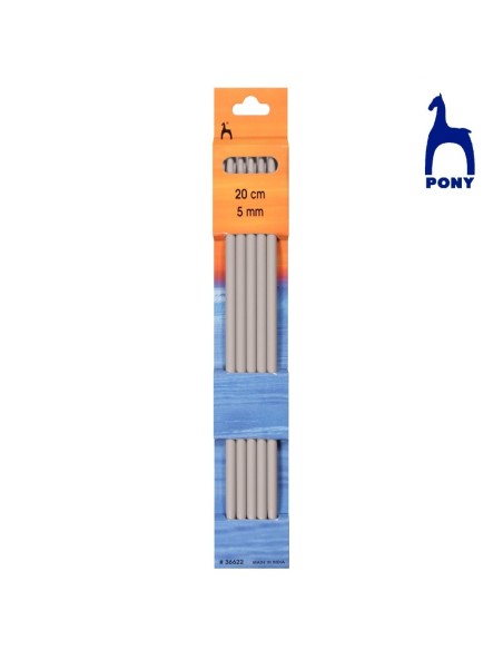 Aguja calcetines doble punta Pony 20 cm, juego de 5