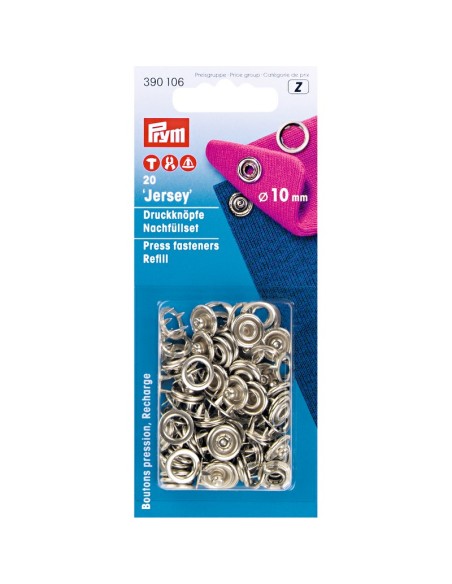 Broche jersey recambio Prym níquel 10 mm 390106, blíster