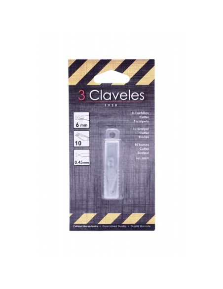 Repuesto cutter escalpelo 3 Claveles (art. 0239), 10 u