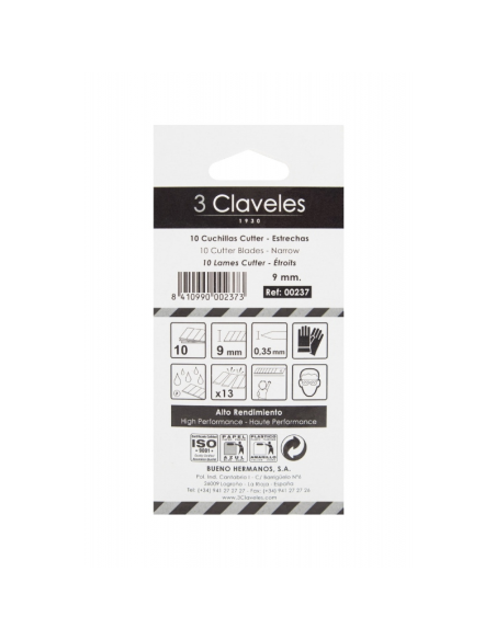 Repuesto cutter nylon 9 mm 3 Claveles (art. 0237), 10 u