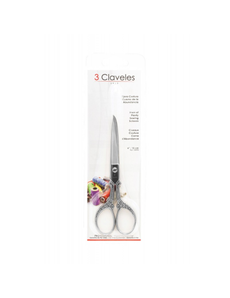 Tijera costura cuerno abundancia 6" 3 Claveles