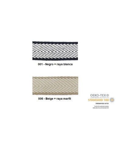 Cinta espiga rígida rayas algodón MC2126 30 mm, 15 m