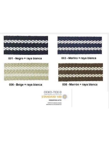 Cinta espiga rígida rayas algodón MC2097 30 mm, 15 m