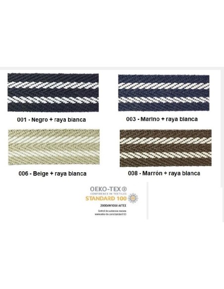 Cinta espiga rígida rayas algodón MC2097 30 mm, 15 m