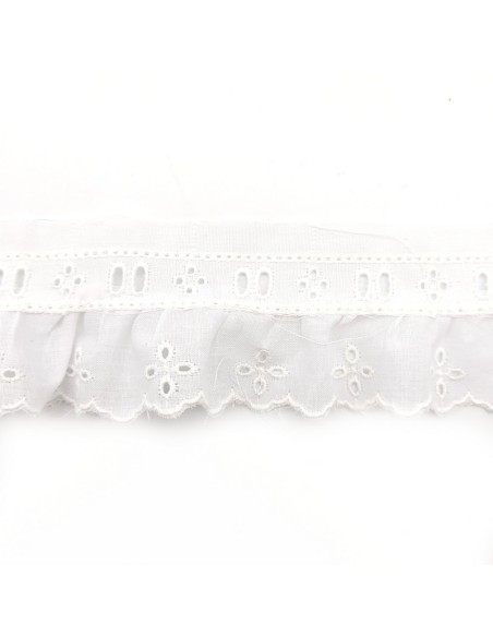 Tira bordada fruncida 28021 (3,5 cm),  metro