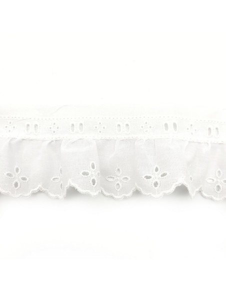 Tira bordada fruncida 28022 (4,5 cm), metro