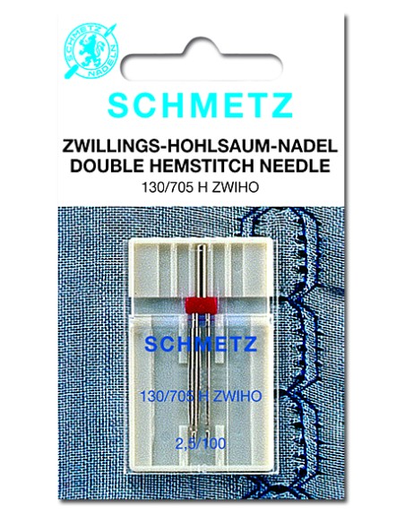Aguja Schmetz calados gemela 130/705 H ZWIHO Nº100, unidad