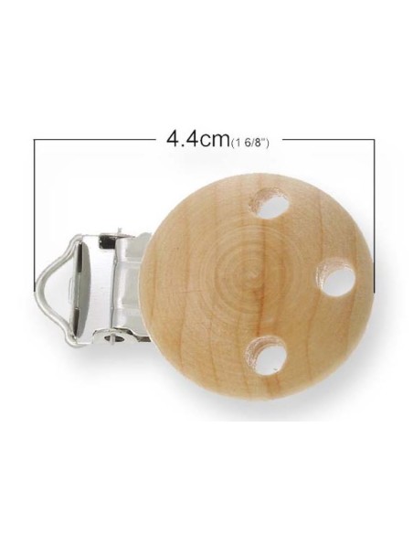 Pinza chupetero botón madera, 5 u