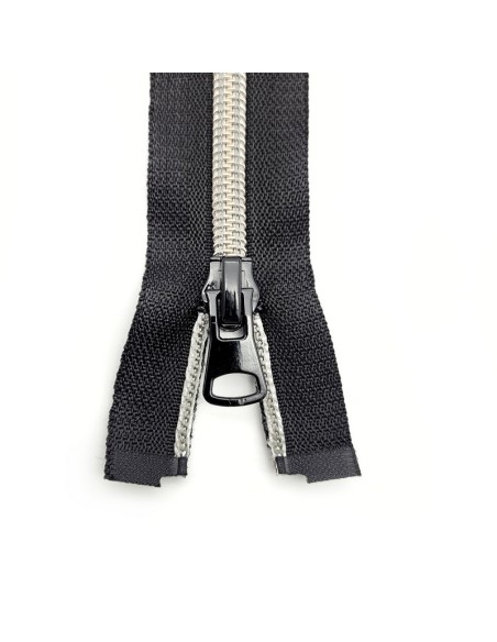 Cremallera separador nylon malla 5 mm efecto metal plata vieja