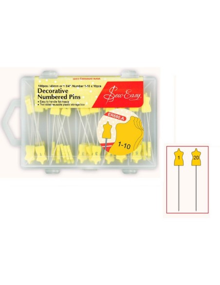 Alfileres decorativos numerados Sew Easy ER680, blister