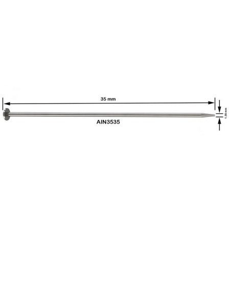 Alfiler acero inox. AIN353505 35 x 1,35 mm, blister de 100 u