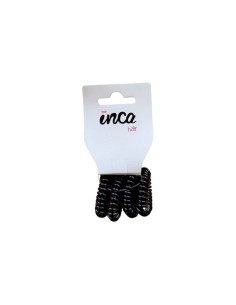 Goma pelo cable teléfono negra para el pelo mujer Inca 11039, pack 4 gomas