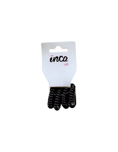 Goma pelo cable teléfono negra para el pelo mujer Inca 11039, pack 4 gomas