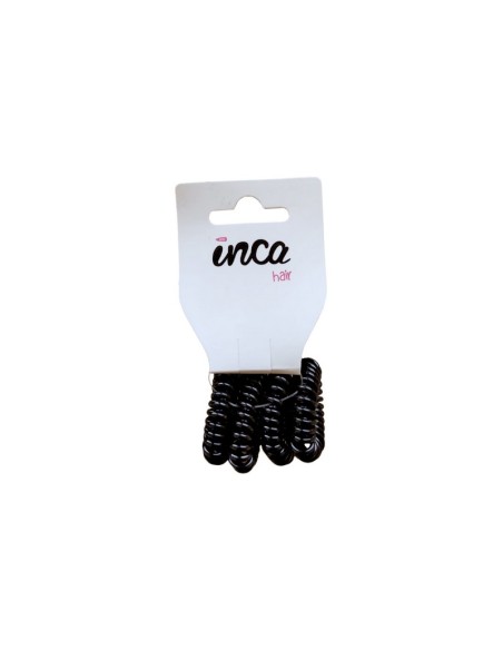 Goma pelo cable teléfono negra para el pelo mujer Inca 11039, pack 4 gomas