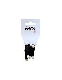 Goma pelo negra con bolas blancas Inca 30027, pack 3 unidades