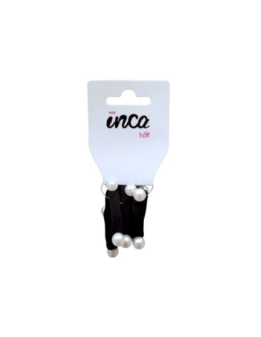 Goma pelo negra con bolas blancas Inca 30027, pack 3 unidades