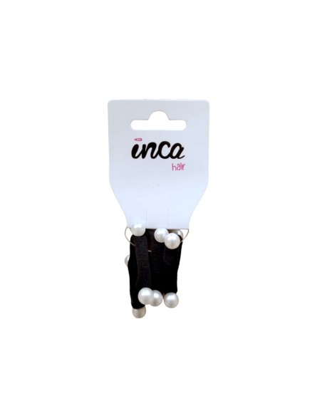 Goma pelo negra con bolas blancas Inca 30027, pack 3 unidades