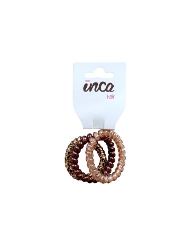 Goma pelo cable de teléfono marrón 4,7 cm Inca 30051, pack 3 unidades