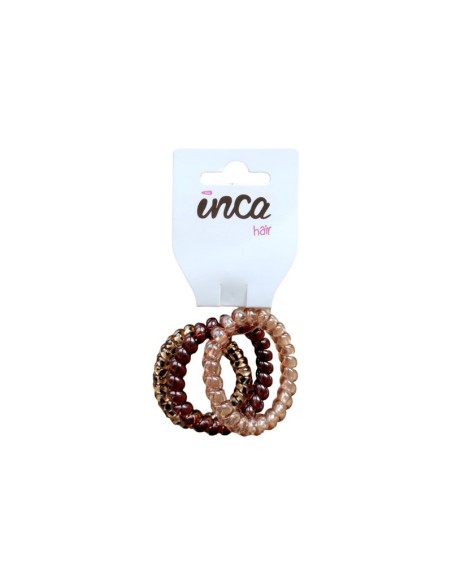 Goma pelo cable de teléfono marrón 4,7 cm Inca 30051, pack 3 unidades