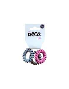 Goma pelo cable de teléfono de tela colores Inca 30080, pack 3 unidades