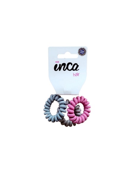 Goma pelo cable de teléfono de tela colores Inca 30080, pack 3 unidades