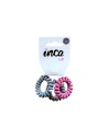 Goma pelo cable de teléfono de tela colores Inca 30080, pack 3 unidades