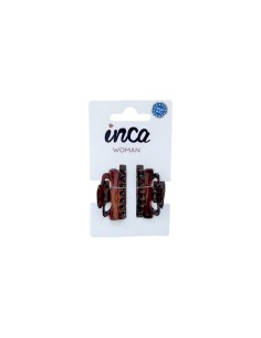 Pinza pelo peq. marrón concha francesa 4 cm Inca 80023, pack 2 unidades
