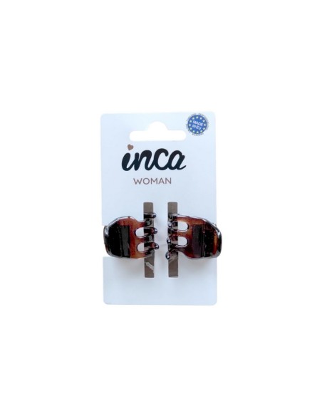 Pinza pelo peq. marrón de concha francesa Inca 80045, pack 2 unidades