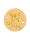 Etiqueta coser antelina "Hecho a mano" FR7020, 25 u