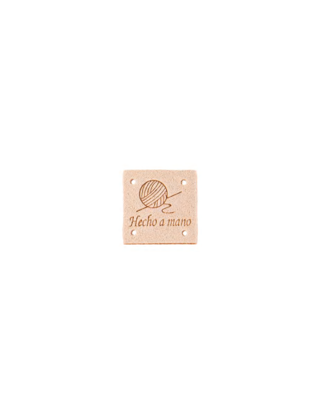 Etiqueta coser antelina "Hecho a mano" FR7021, 25 u