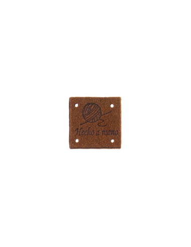 Etiqueta coser antelina "Hecho a mano" FR7021, 25 u