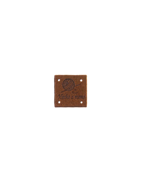 Etiqueta coser antelina "Hecho a mano" FR7021, 25 u