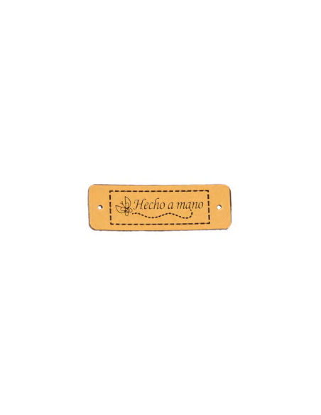 Etiqueta coser polipiel "Hecho a mano" FR7022, 25 u