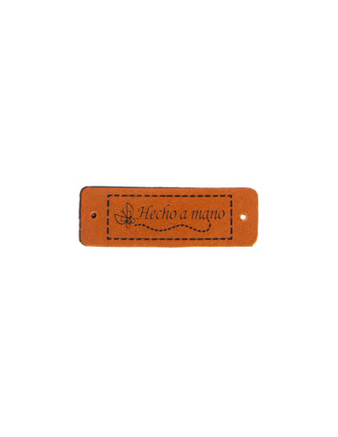 Etiqueta coser polipiel "Hecho a mano" FR7022, 25 u
