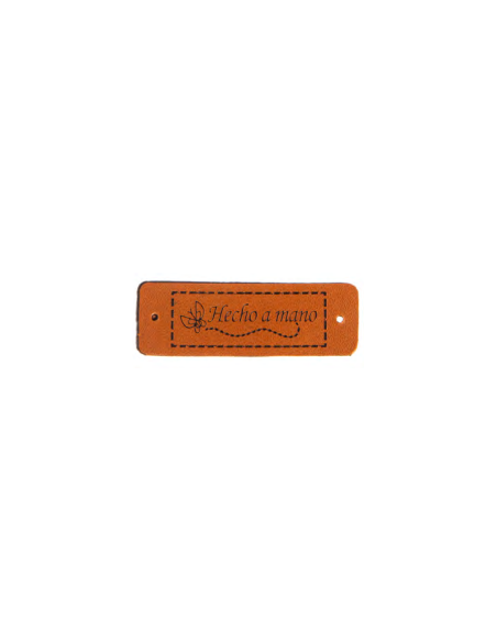 Etiqueta coser polipiel "Hecho a mano" FR7022, 25 u