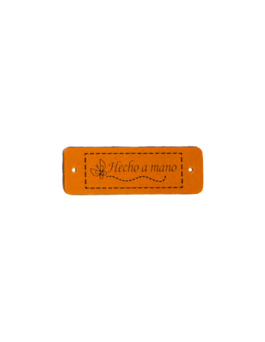 Etiqueta coser polipiel "Hecho a mano" FR7022, 25 u