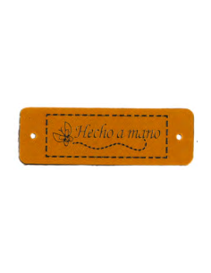 Etiqueta coser polipiel "Hecho a mano" FR7022, 25 u 2