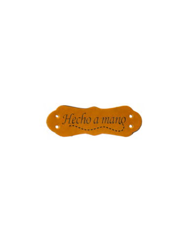 Etiqueta coser polipiel "Hecho a mano" FR7023, 25 u
