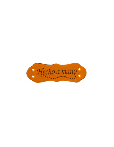 Etiqueta coser polipiel "Hecho a mano" FR7023, 25 u
