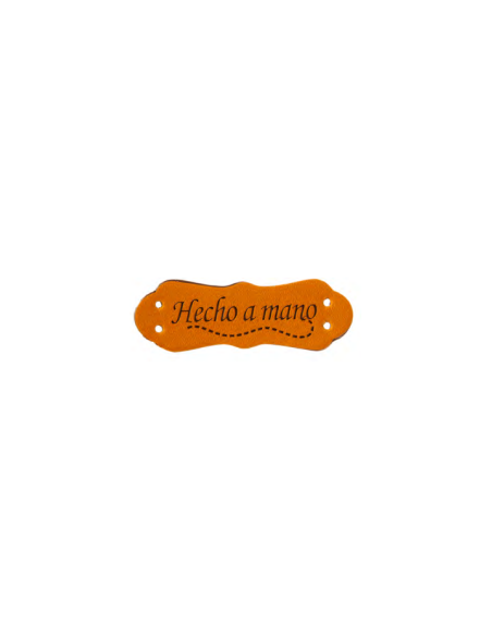 Etiqueta coser polipiel "Hecho a mano" FR7023, 25 u