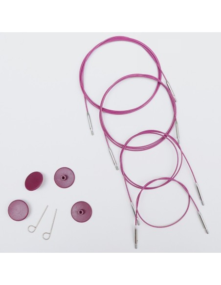 Cable fijo acero inox. morado Knitpro