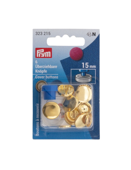 Botón revestible 15 mm Prym 323215 c/ herr. dorado, blíster