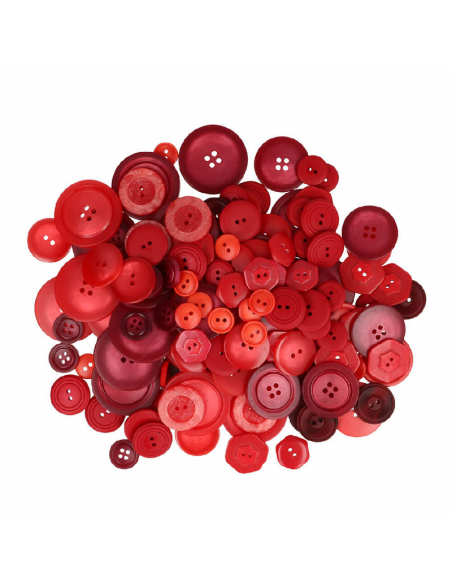 Botón surtido rojos, bolsa 150 gr.