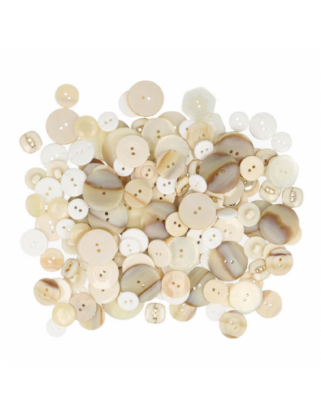 Botón surtido beige, bolsa 150 gr.