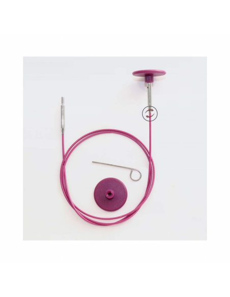 Cable giratorio acero inox. morado Knitpro