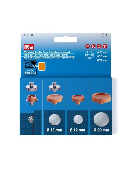 Juego herram. broche anorak 12+15+20 Prym 673136, blister