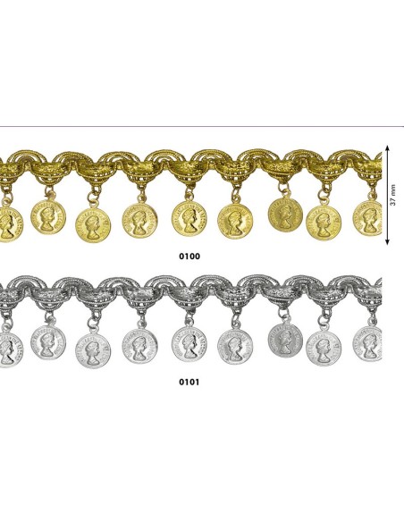 Fleco metalizado monedas 460502 37 mm, 10 m