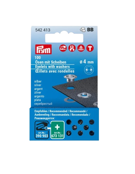 Recambio ojetes Prym arand. lat. 4 mm pl. 100pz 542413