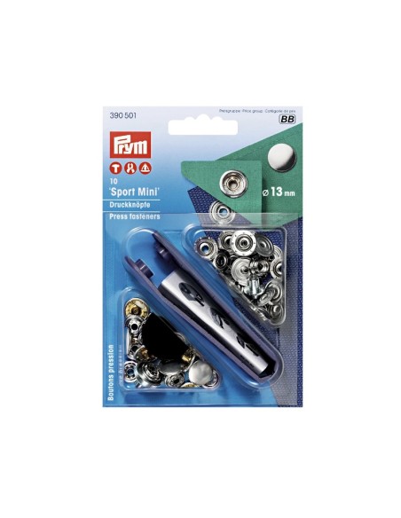 Botón presión sport 13 mm plata Prym 390501, blíster