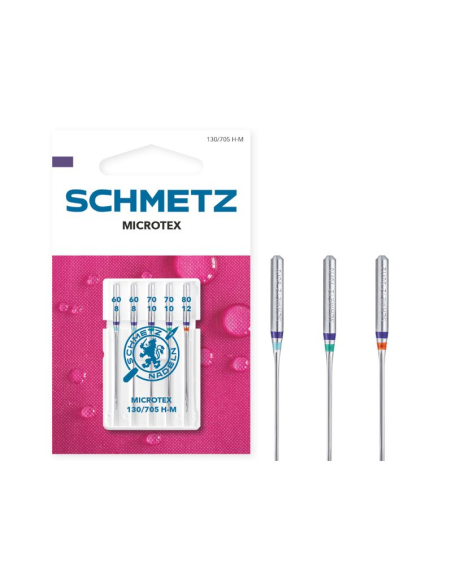 Aguja Schmetz microtex 130/705 HM Surt. Nº60-Nº80, blister de 5 und.